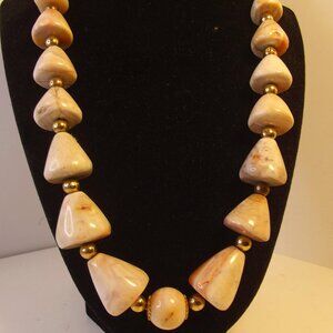 Genuine Stone Necklace Polished "cones" with Sterling Silver Clasp